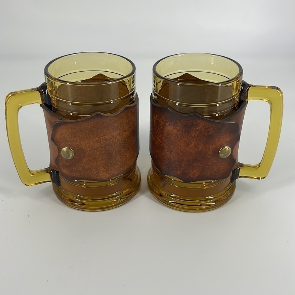 Vintage Amber Beer Mugs